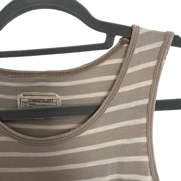 Current/Elliott Size 0 The Louella Tank Dress Grey White Stripe Raw Edges - Picture 8 of 11